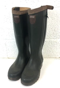 Vintage Aigle Women's Rubber Wellington Boots Dark Green UK Size 5 - Picture 1 of 12