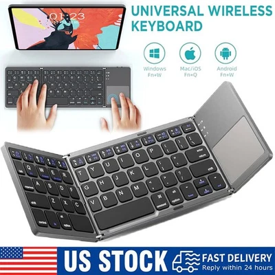 Mini teclado inalámbrico plegable delgado Bluetooth con panel táctil para iOS Android Windows - Imagen 1 de 4