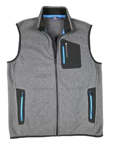 Vineyard Vines Vest Mens Large Gray Fleece Full Zip Heather Blue Trim - Picture 1 of 10