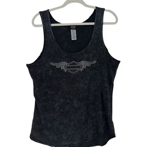 Harley Davidson Tank Top Damen XL grau Military USAG Wiesbaden Germany Nieten - Bild 1 von 7