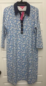 Vestido Lilly Pulitzer Manga 3/4 Azul Lunar Palm Beach Pétalos Talla XL NUEVO - Imagen 1 de 8