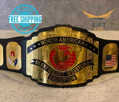 NWA USA North America Wrestling Championship Belt Replica Leather Belt 2MM Brass Cover