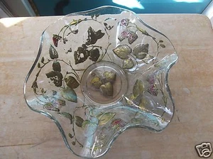 Vintage Ruffled Goofus Glass Bowl with Gold and Red Strawberry Design - Picture 1 of 10