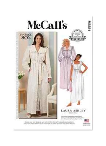 McCall’s Misses Robe Tie Belt And Nightgown By Laura Ashley Sewing Pattern M8381 - Picture 1 of 8