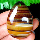 48x33x7mm Brown Stripes Onyx Agate Teardrop Healing Pendant Bead BV69087