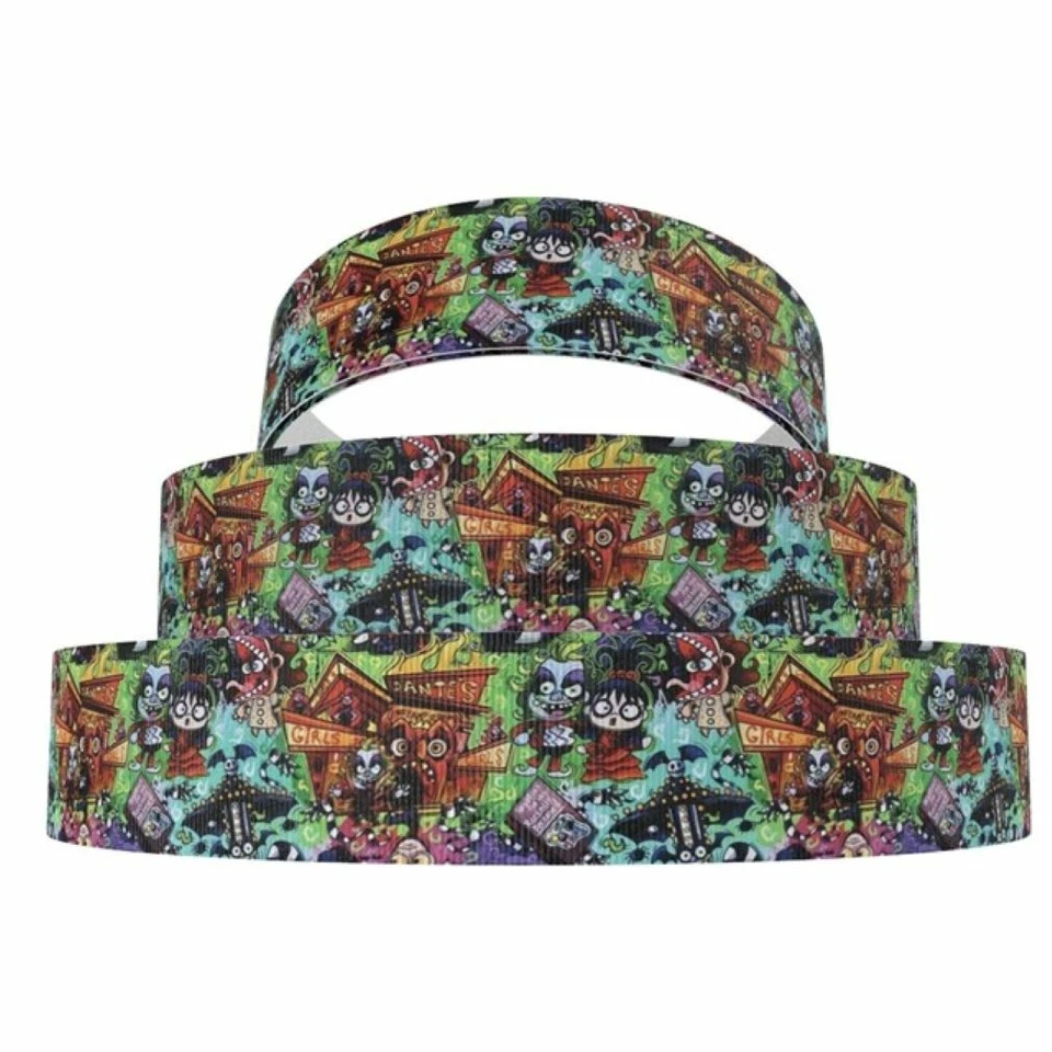 Beetlejuice Character 1" Wide Repeat Ribbon Sold in Yard Lots - Image 1 of 1