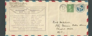 1937 Greenboro NC 10 Year Celebration Of High Point Airport Signed By Postmaster - Picture 1 of 1