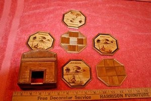 Bahamas Bamboo Material Drink Coasters & Bamboo Coaster Holder Box - Picture 1 of 4
