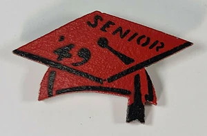 Vintage 1949 Senior Class Pin Wood Graduation Cap Cooley High School Detroit - Picture 1 of 6