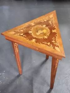 Vintage 1950s Reuge Triangle Musical Table- Music Box Made In Italy - Picture 1 of 9