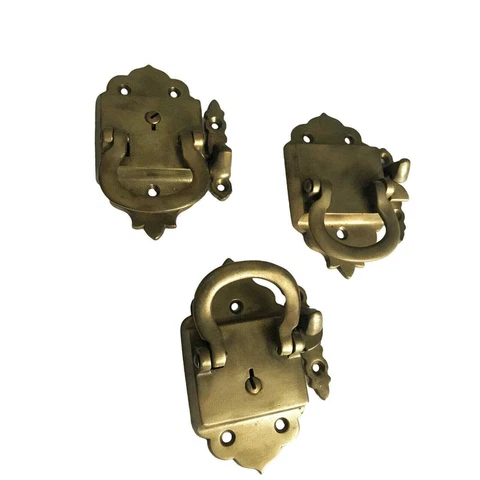 Vintage lot of 3 Brass Hook Latch Loop Lock - HW10 Cover