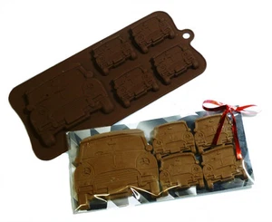 4+1 Mini Car Vintage Silicone Mould Chocolate Candy Cookie Wax Crayons Cooper - Picture 1 of 2