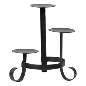 Schmiedeeisen 3-Säulen Kerzenhalter, 10" rund, Antik Finish, Herzstück - Bild 1 von 2