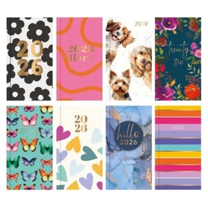 Slim Size Diary 2026 Week to View Hardback Cover With Foil Full Year Planner - Picture 1 of 18