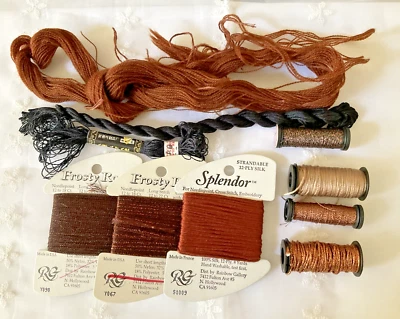 Needlepoint Embroidery Thread Lot of 10 Browns and Black Some Partially Used - Image 1 of 4