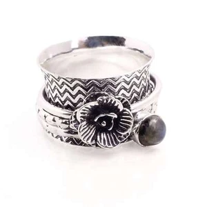 Bañado en Plata Giratorio Anillo Handmade Joya Regalo para Mujer Tamaño US 7.5 - Imagen 1 de 3
