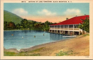 BATHING at Lake Tomahawk BLACK MOUNTAIN, North Carolina NC bathers Postcard - Picture 1 of 2