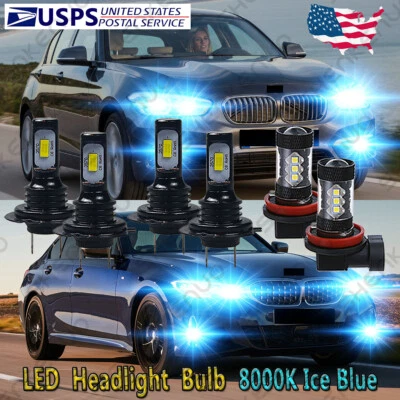 For BMW 323i 328i 335i 340i xDrive - 6x 8000K LED Headlight + Fog Lamp Bulbs HKL - Image 1 of 4