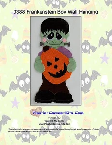 Frankenstein Boy Wall Hanging- Halloween-Plastic Canvas Pattern or Kit - Picture 1 of 1
