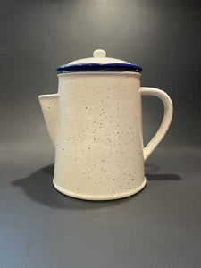 Blue Harbor Keramik Kaffee Tee Kanne weiß & blau gesprenkelt Landhaus Kern Bauernhaus - Bild 1 von 6