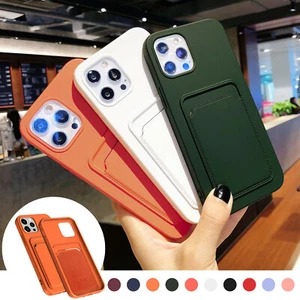 Liquid Silicone Card Wallet Case For iPhone 15 Pro Max 14 13 12 11 XS XR 87 Plus - Picture 1 of 21