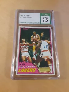 Tarjeta de baloncesto 1981/82 Topps #21 Magic Johnson CSG 7,5 de Los Angeles Lakers. (#A) - Imagen 1 de 2