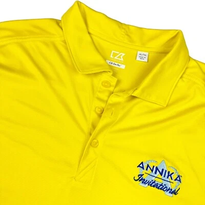 Cutter & Buck Men’s Annika Sorenstam Golf Polo Shirt Bright Yellow • XL - Image 1 of 4