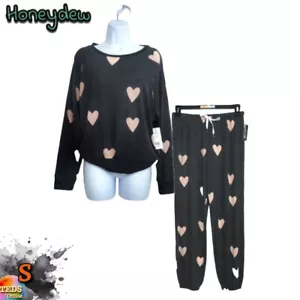 NWT Honeydew Womens S 2-Pc. Star Seeker Lounge Set 94113 Black Hearts - Picture 1 of 9