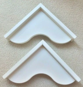 Set of 2 Slightly Off White Wood Corner Wall Shelves ~ New ~ With Curved Shelf - Picture 1 of 12