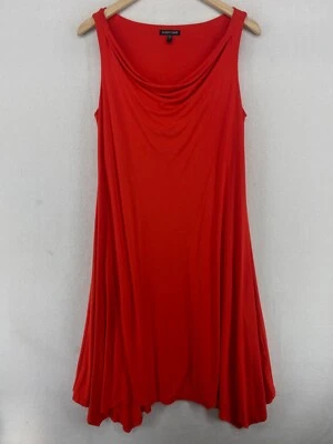 EILEEN FISHER 连衣裙 S 弹力人造丝球衣 Midi Cowl 领无袖红色美国 — 第 1/4 张图片