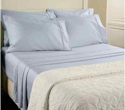 Juego de sábanas Home Reflections 1000TC mezcla de algodón con estuches adicionales azul brumoso reina Foto 1 de 3
