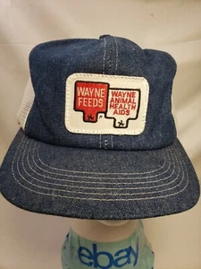 Wayne Feeds Denim Mesh Snapback Trucker Hat Cap K products made in USA - Picture 1 of 6
