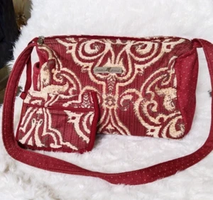 Isabellas Journey Weekend Handbag Tapestry Marroon Beige Floral with Purse - Picture 1 of 22