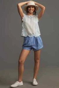 Blusa con pañuelo de encaje tallado por Anthropologie xL color azul nueva con etiquetas - Imagen 1 de 10