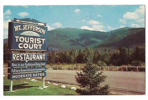 MT JEFFERSON TOURIST COURT MOTEL Restaurant Randolph NH Postcard Roadside Sign - Picture 1 of 2