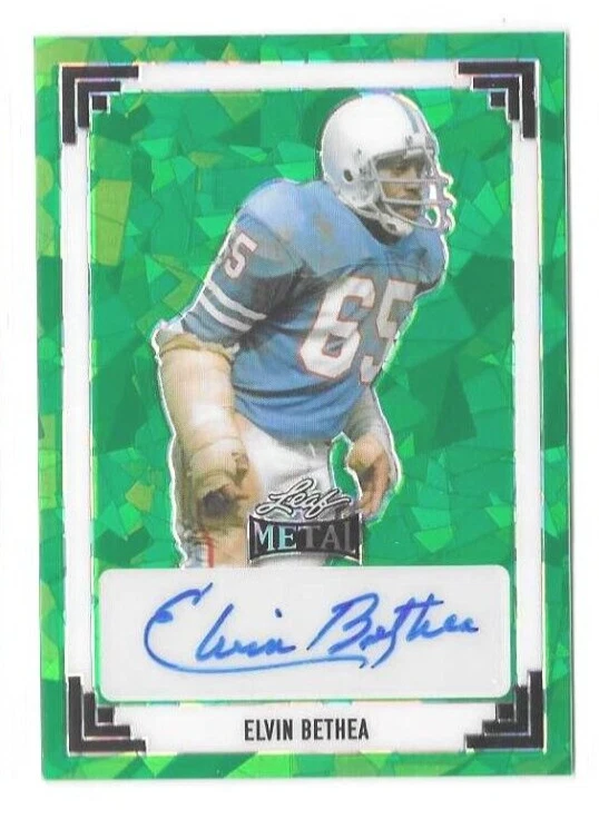 ELVIN BETHEA 2024 Leaf Metal 1991 Design GREEN CRYSTAL AUTO #/3 Oilers HOF