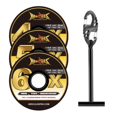 HERCULES 3 Carretes 50 Metros Pesca con Mosca Tippets Línea Fluorocarbono Nylon Transparente Foto 1 de 4