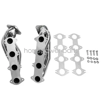 Par de cabezales de escape y juntas de acero inoxidable Shorty para 04-10 Ford F-150 Foto 1 de 4