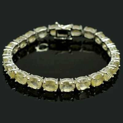 Brazalete de tenis de plata de ley 925 con piedras preciosas de rutilo dorado natural ovalado de 8x6 mm Foto 1 de 4