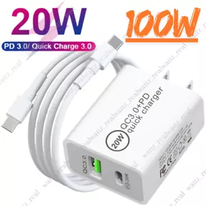 100W USB C to USB C Cable Fast Charger For Samsung Galaxy S24 Ultra iPhone 16 15 - Picture 1 of 17