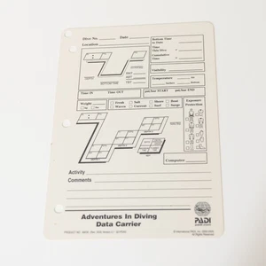 PADI Adventures In Diving Data Carrier/Student Slate 69230 Rev 3/03 Version 2.1 - Picture 1 of 2
