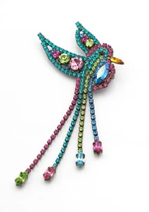 Butler & Wilson Articulated Hummingbird Statement Brooch Pin - Boxed - Picture 1 of 8