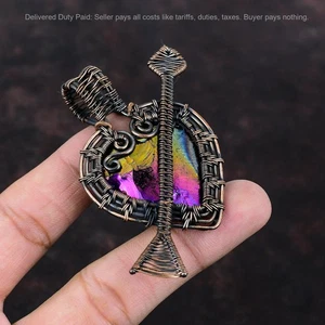 Cyber Monday Sale Copper Natural Titanium Druzy New Wire Wrapped Pendant Jewelry - Picture 1 of 6