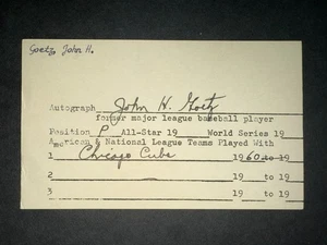 1960 Cubs: John Goetz, firmado 3x5, fallecido en 2008 - Imagen 1 de 2