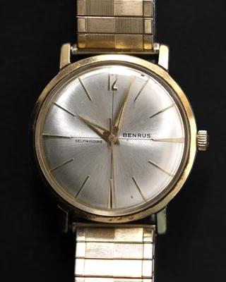 Reloj Automático Benrus Vintage Cuerda Automática 3021 Bisel Chapado en Oro Funcionamiento Foto 1 de 4