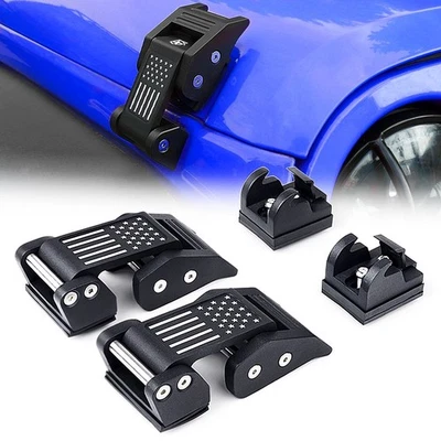 Pestillos de capó para Jeep Wrangler JK JL JT 2007-2024 hebilla de bloqueo bandera de EE. UU. Foto 1 de 4