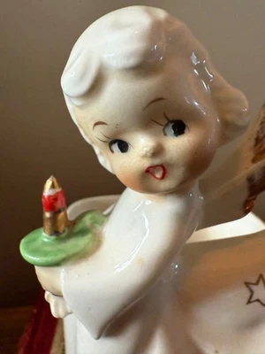 Rare Vintage 1950s Shafford Hand Painted Angel with Candle Planter - Image 1 of 4