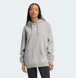 Adidas Adicolor Essentials Felpa in Pile Donna M Grigio Trefoil Hoodie - Foto 1 di 5
