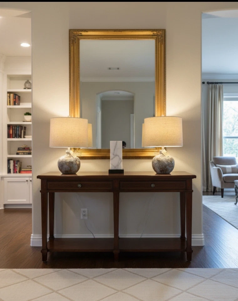 NUEVO Uttermost RETRO MARRÓN BLANCO BRONCE Moon Orb ACENTO Lámpara de Mesa y Pantalla de LINO Foto 1 de 4