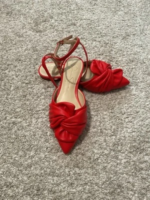 New Jessica Simpson Carmie / Dahlia Red Flats Sandals Size 7M  MSRP $79 - Image 1 of 4